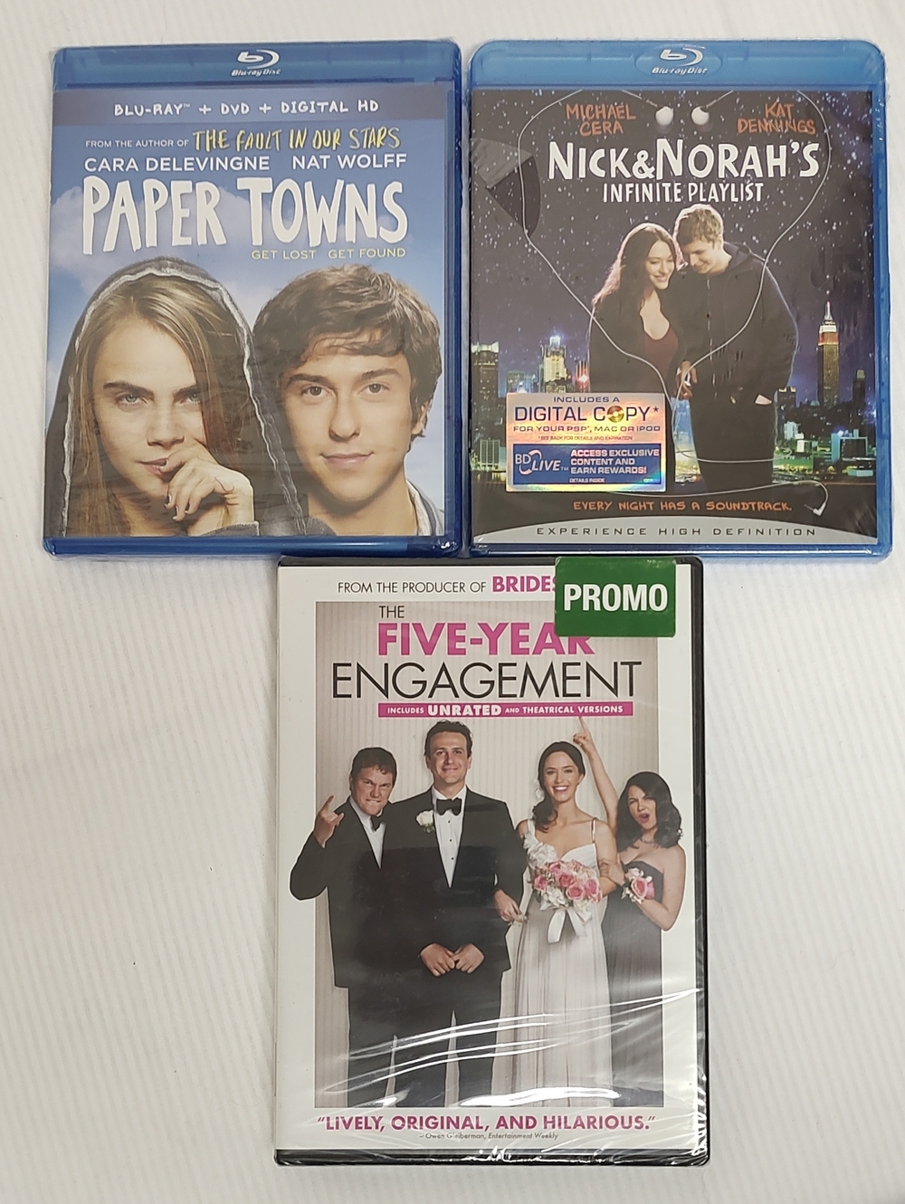 DVD Lot- Paper Towns, Nick & Norah's Infinite Playlist, and Five Year Engagement